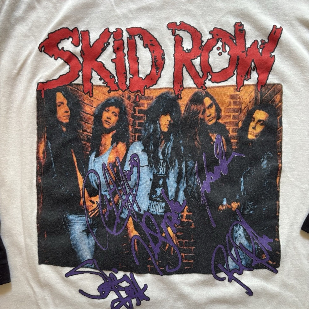 VTG Skid Row Tour Raglan T-Shirt '90-'91 America Tee Band Rock Hair Metal Fan - Picture 5 of 7